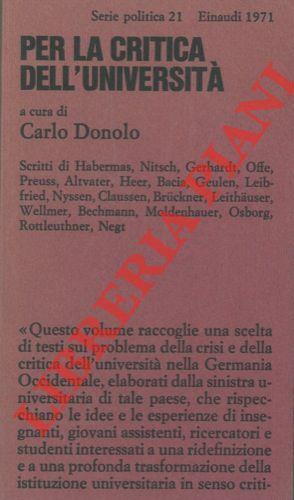 Per la critica dell'università - Carlo Donolo - copertina