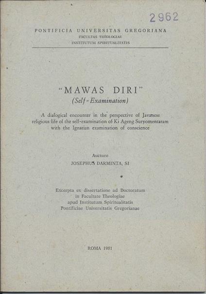 Mawas Diri (self-examination)  - copertina