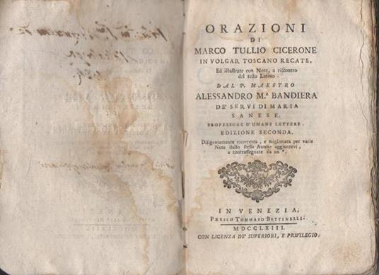 Orazioni  - M. Tullio Cicerone - copertina