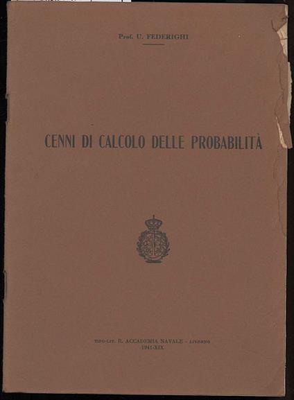 Cenni di Calcolo Delle Probabilita - copertina