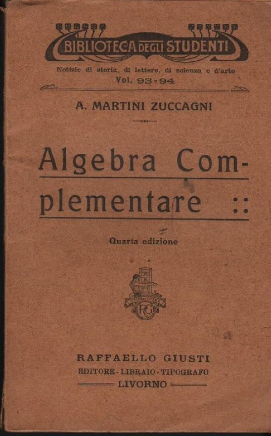 Algebra Complementare - copertina