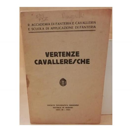 Vertenze Cavalleresche  - copertina