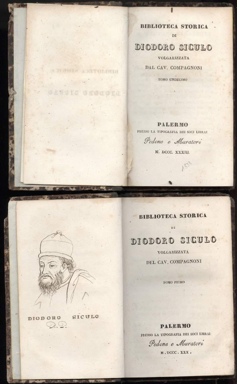Biblioteca Storica di Diodoro Siculo Volgarizzata Dal Cav. Compagnoni-10 Tomi
