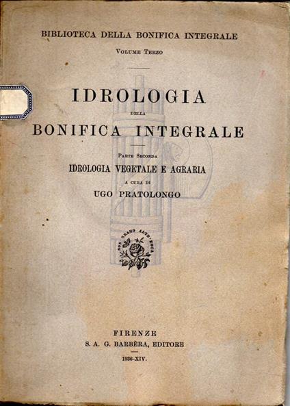Idrologia Della Bonifica Integrale - copertina