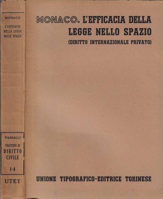 L' efficacia della legge nello spazio - Riccardo Monaco - copertina
