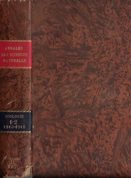 Annales des sciences naturelles zoologie dixième série tome I 1916 - copertina
