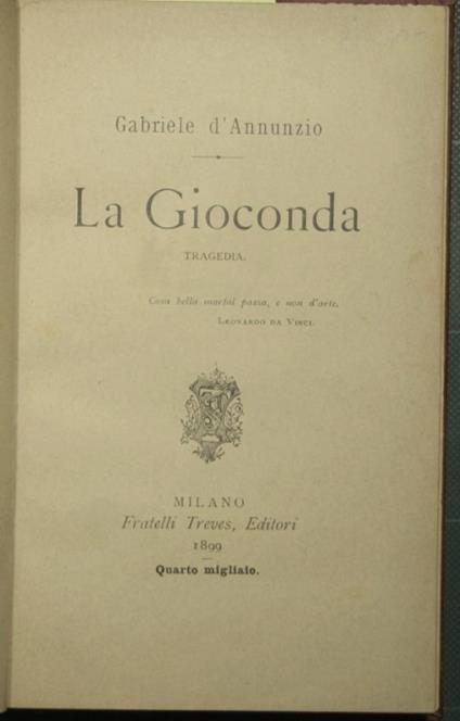 Gioconda - Gabriele D'Annunzio - copertina