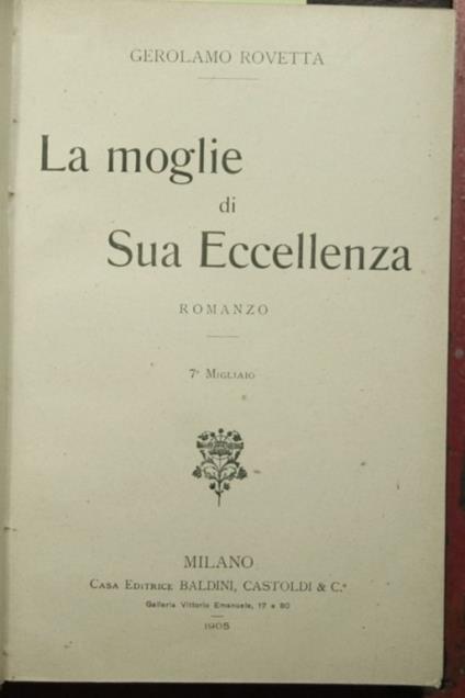 moglie di Sua Eccellenza - Gerolamo Rovetta - copertina