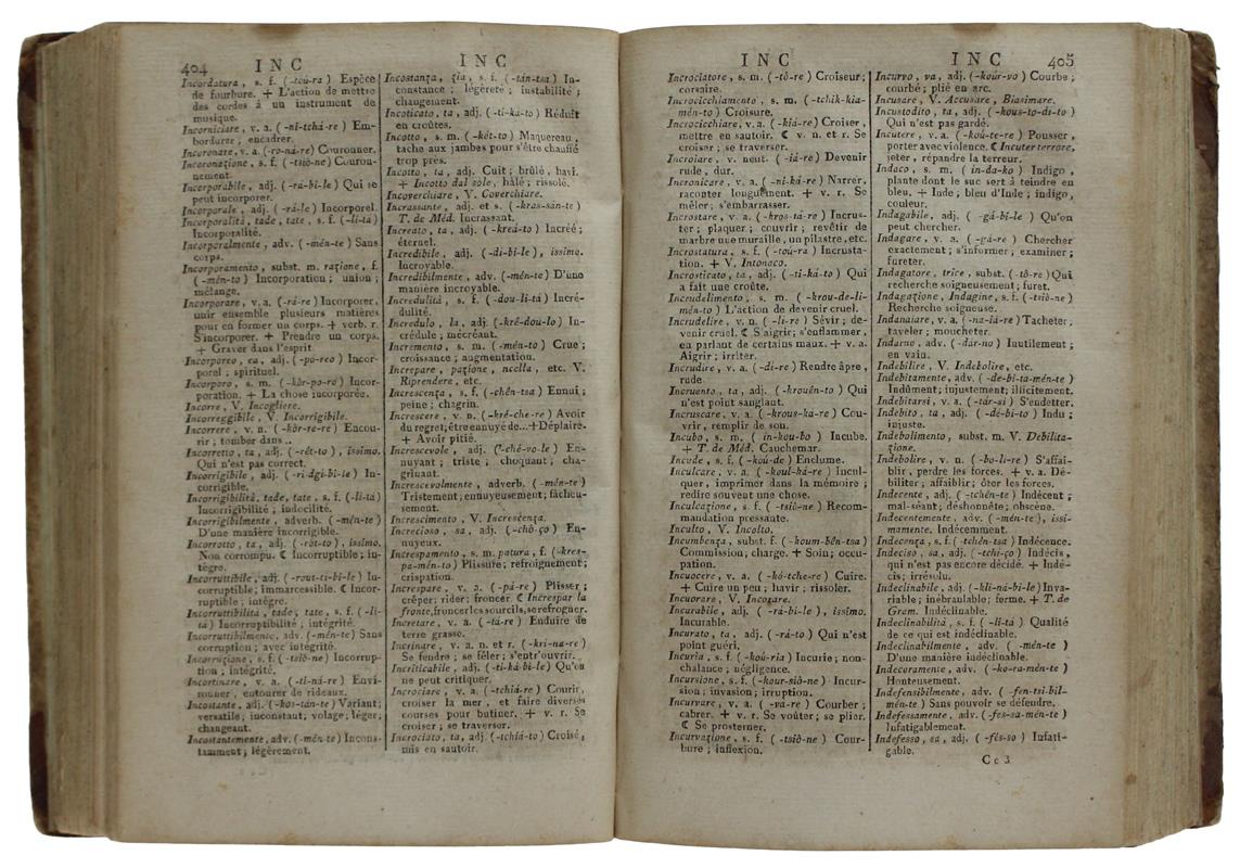 Dictionnaire Portatif Et De Prononciation, Italien-Français Et Français-Italien... Seconde Édition Par Barthelemi Cormon Et Vincent Manni..