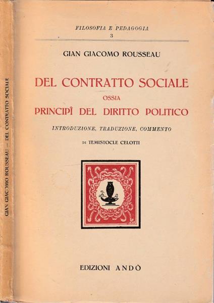 Del contratto sociale - Jean-Jacques Rousseau - copertina
