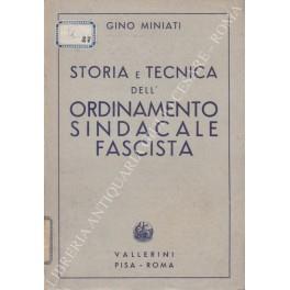 Storia e tecnica dell'ordinamento sindacale fascista - copertina