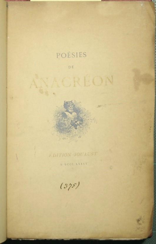 Poesies de Anacreon - Anacreonte - copertina