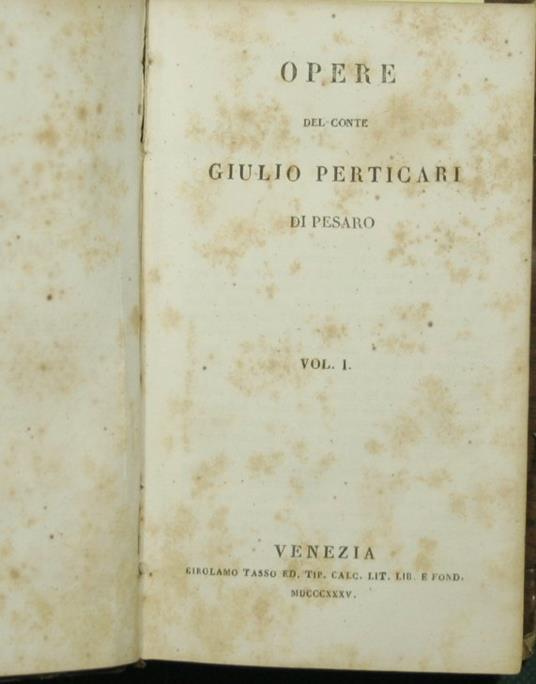 Opere - Giulio Perticari - copertina