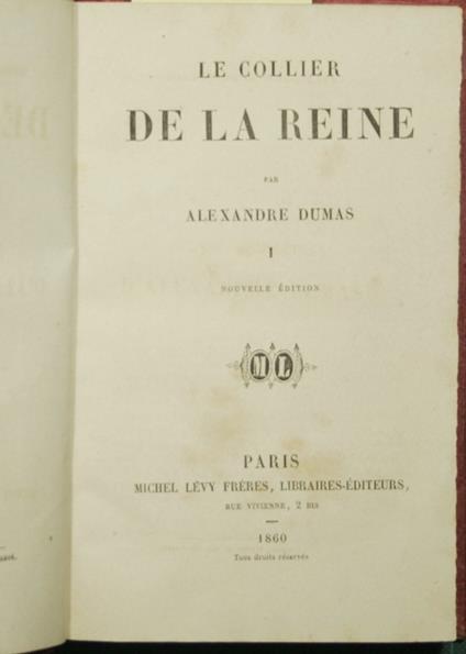 Le collier de la Reine - Alexandre Dumas - copertina