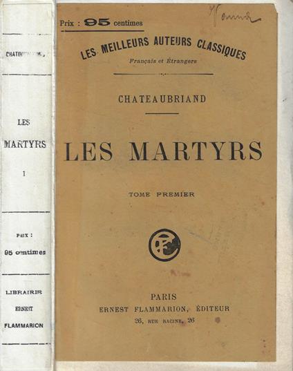 Les martyrs Tomo I - François-René de Chateaubriand - copertina