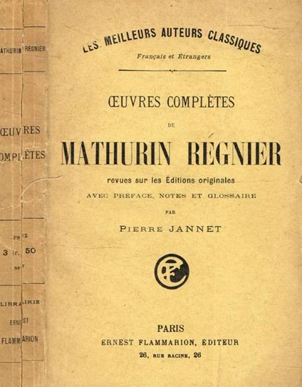 Oeuvres complètes - Mathurin Regnier - copertina