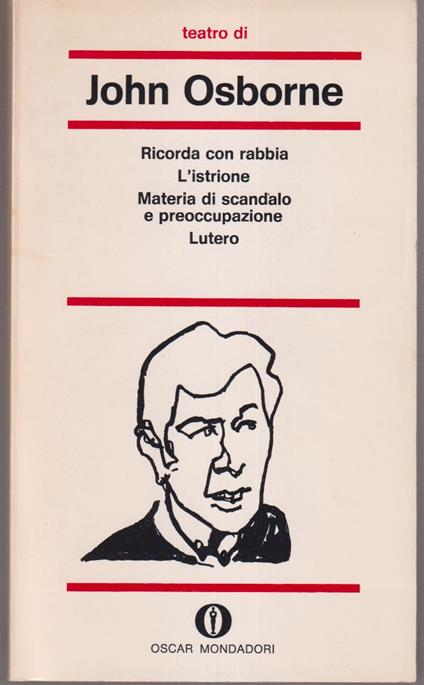 Teatro Ricorda con rabbia - L'istrione - Materia di scandalo e preoccupazione - Lutero Introduzione di Roberto Rebora - John Osborne - copertina