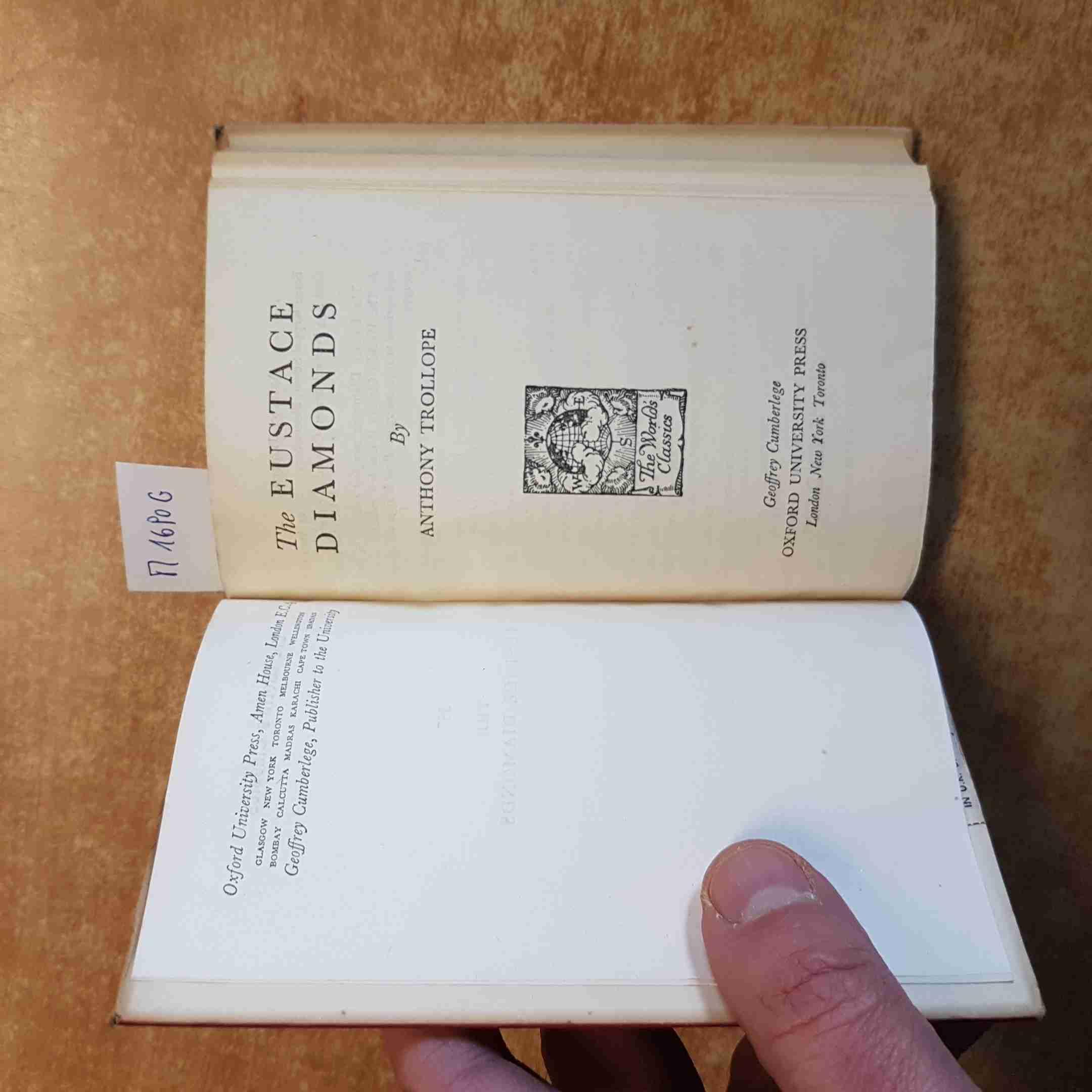 ANTHONY TROLLOPE the eustace diamonds OXFORD UNIVERSITY PRESS world's classics