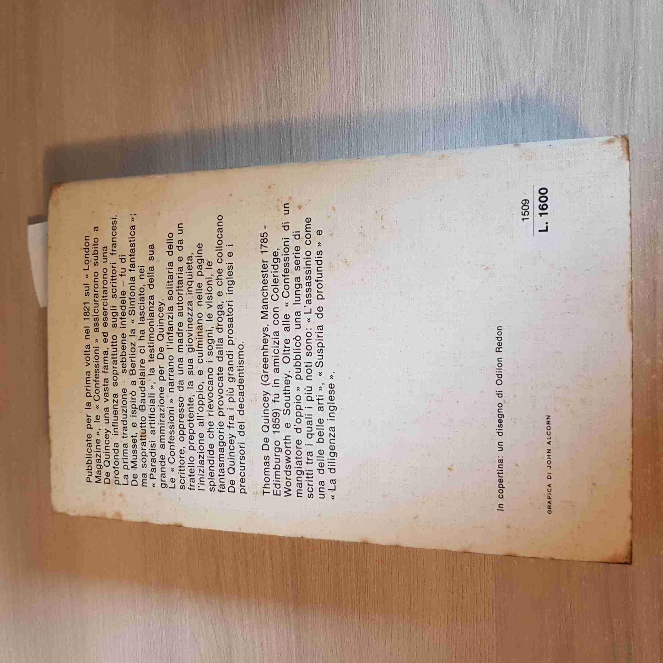 Le Confessioni Di Un Mangiatore D'Oppio - Thomas De Quincey - Bur - 1975