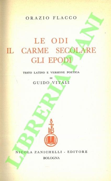 Le odi - Il carme secolare - Gli epodi - Orazio - copertina
