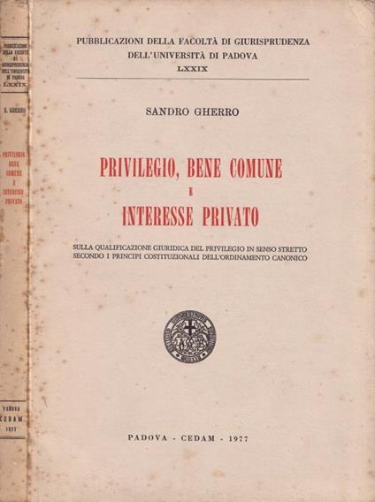 Privilegio, bene comune e interesse privato - copertina