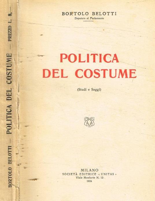 Politica del costume - Bortolo Belotti - copertina