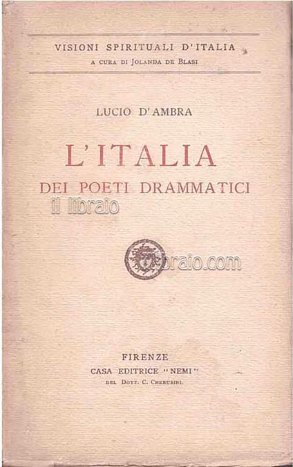 L' Italia dei poeti drammatici - L. D'Ambra - copertina