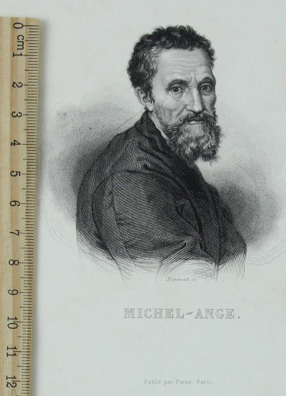 Portrait: MICHEL-ANGE [Gravure authentique du XIXe siècle - original print]