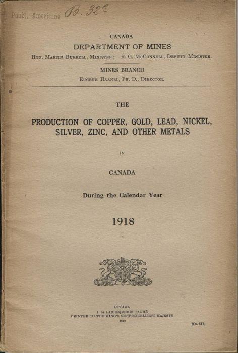 The production of copper, gold, lead, nickel, silver, zinc, and other metals in Canada - copertina