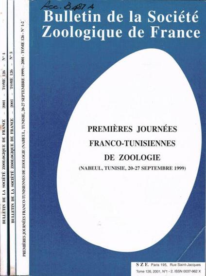 Bulletin de la Societé Zoologique de France - copertina