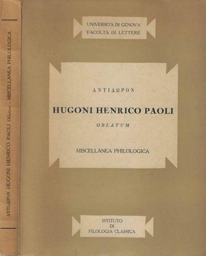 Hugoni Henrico Paoli oblatum di: Antidoron - copertina