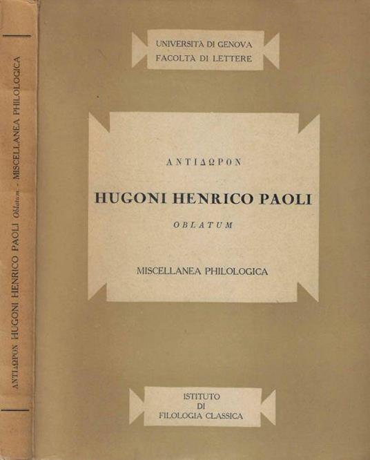 Hugoni Henrico Paoli oblatum di: Antidoron - copertina
