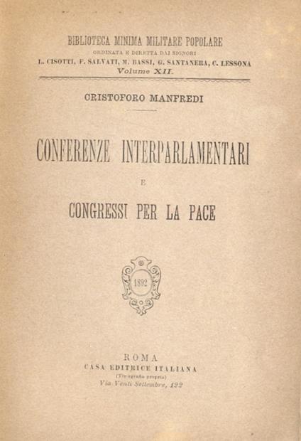 Conferenze interparlamentari e congressi per la pace (Biblioteca Minima, Militare, Popolare) - copertina