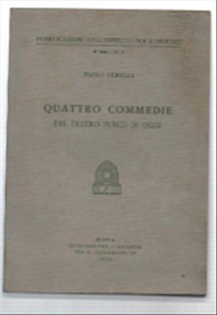 Quattro Commedie Del Teatro Turco Di Oggi - Paolo Cervelli - copertina