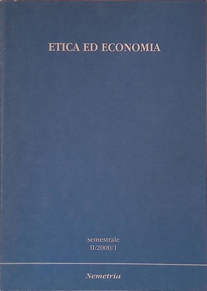 Nemetria. Etica ed economia. Semestrale II - 2000 - 1 - Armando Massarenti - copertina