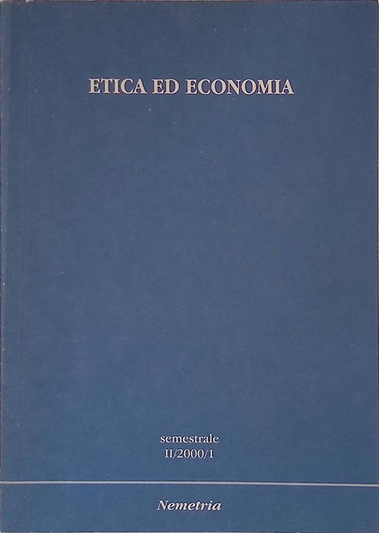 Nemetria. Etica ed economia. Semestrale II - 2000 - 1 - Armando Massarenti - copertina
