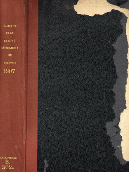 Annales de la societé entomologique de Belgique tome 51, anno 1907 - copertina