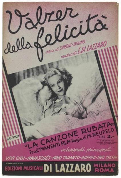 Valzer Della Felicità. Dal Film "La Canzone Rubata" - copertina