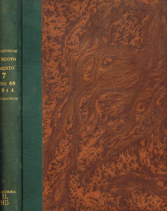 Il nuovo cimento organo della societa italiana di fisica. Tomo VII, serie VI, 1914 - copertina