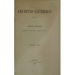 Archivio Giuridico. Diretto da Filippo Serafini. Volume VII di: Brunialti A. - copertina