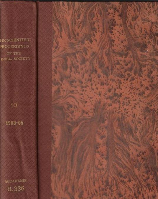 The scientific proceedings of the Royal Dublin Society new series Vol X parte I - copertina