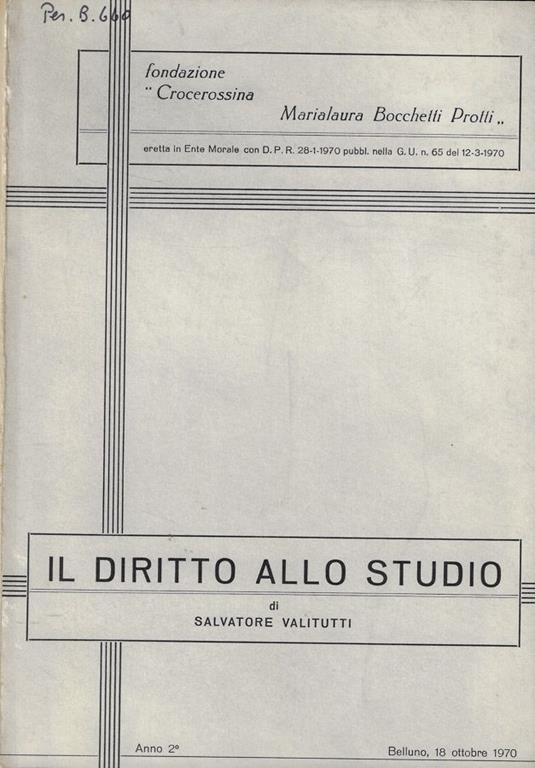 Il diritto allo studio - Salvatore Valitutti - copertina