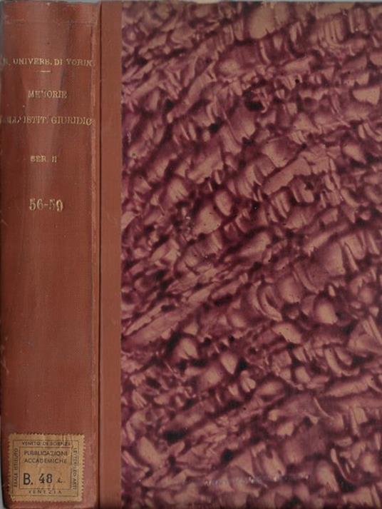 Università di Torino memorie dell'Istituto Giuridico serie II N. 56, 57, 58, 59 - copertina