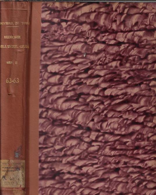 Università di Torino memorie dell'Istituto Giuridico serie II N. 62, 63 - copertina