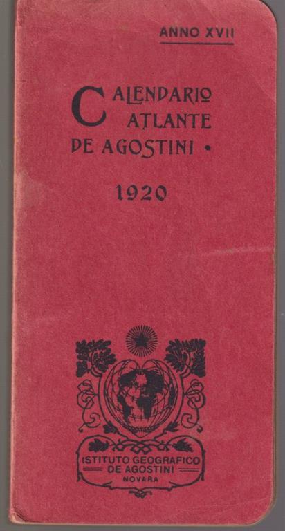 Calendario-Atlante De Agostini 1920 Anno XVII - copertina