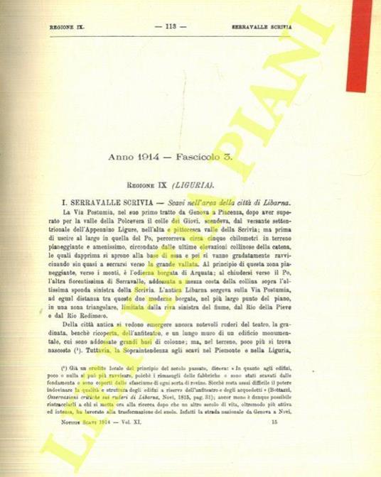 Regione IX (Liguria). Serravalle Scrivia. Scavi nell'area della città di Libarna - G. Moretti - copertina