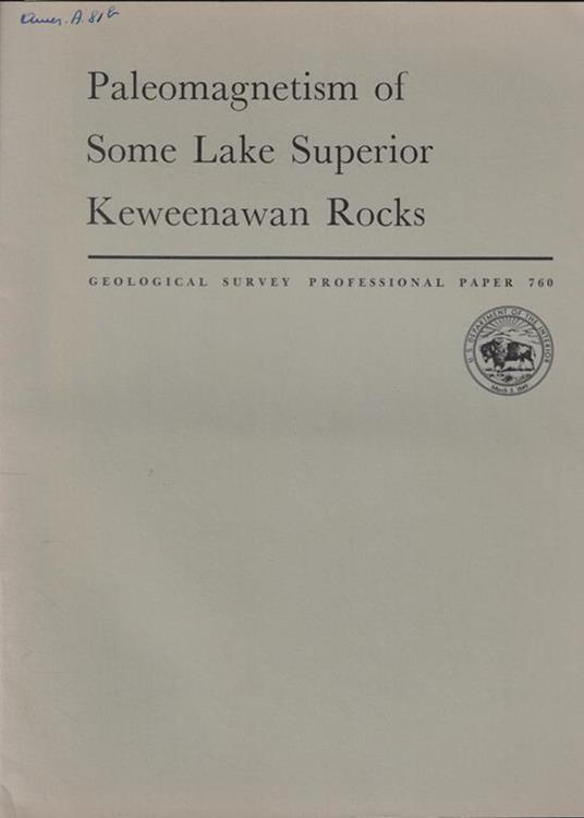 Paleomagnetism of Some Lake Superior Keweenawan Rocks - copertina