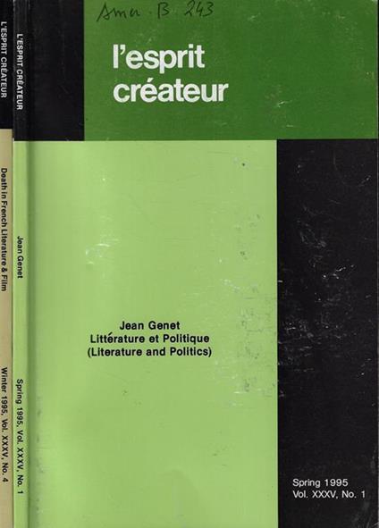 L' Esprit Créateur Vol. XXXV n. 1-4 Anno 1995 - copertina
