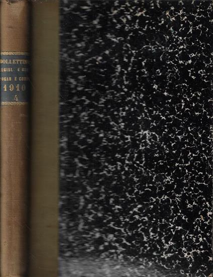 Bollettino di Legislazione e Statistica Doganale e Commerciale Anno 1910 incompleto - copertina