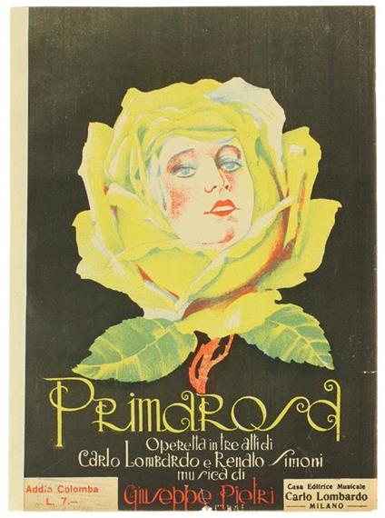 ADDIO COLOMBA (fox-trot) da PRIMAROSA, operetta in 3 atti. SPARTITO - copertina